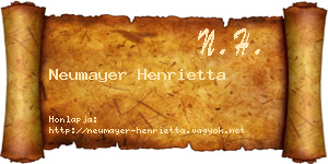 Neumayer Henrietta névjegykártya